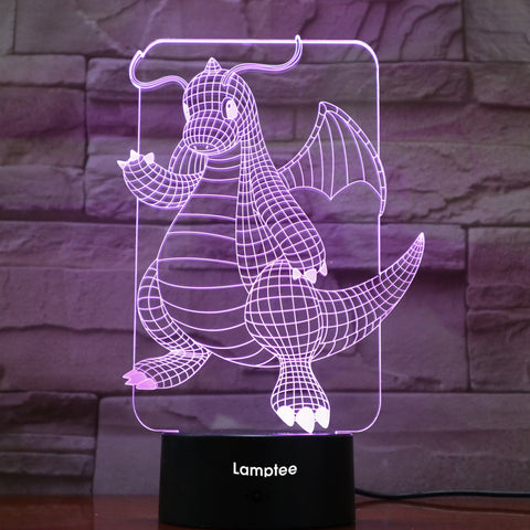 Image of Anime Pokemon Dragonite 3D Illusion Lamp Night Light 3DL827