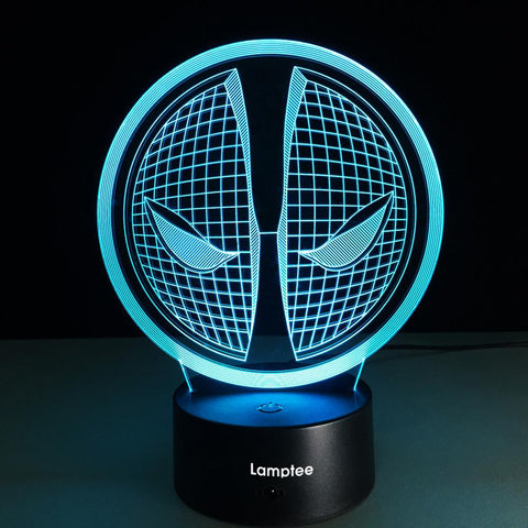 Image of Anime Marvel Hero Deadpool Mask 3D Illusion Night Light Lamp 3DL084