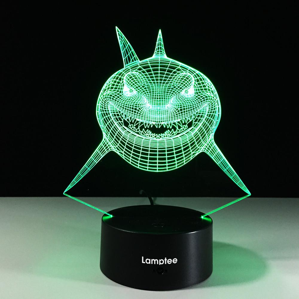 Animal Cartoon Shark Front 3D Illusion Night Light Lamp 3DL086