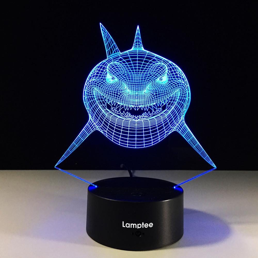 Animal Cartoon Shark Front 3D Illusion Night Light Lamp 3DL086