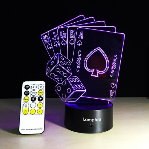 Image of Other Poker Cards Game Playing 3D Illusion Lamp Night Light 3DL087