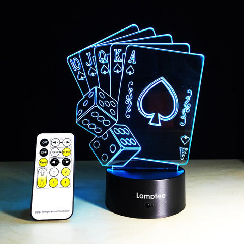 Image of Other Poker Cards Game Playing 3D Illusion Lamp Night Light 3DL087