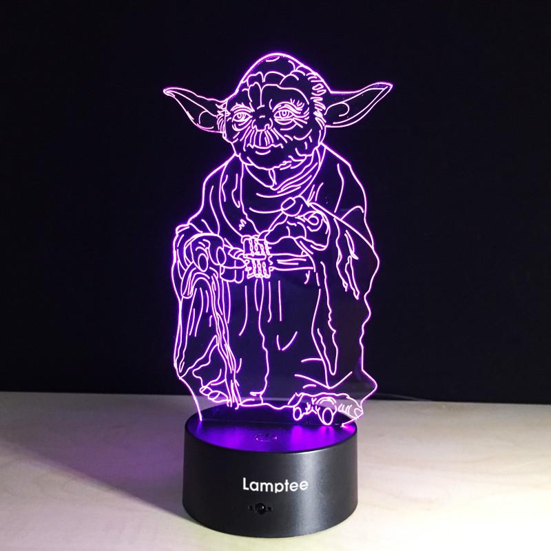 Anime Star Wars Master Yoda 3D Illusion Night Light Lamp 3DL093
