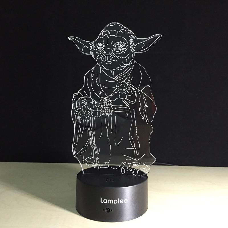 Anime Star Wars Master Yoda 3D Illusion Night Light Lamp 3DL093