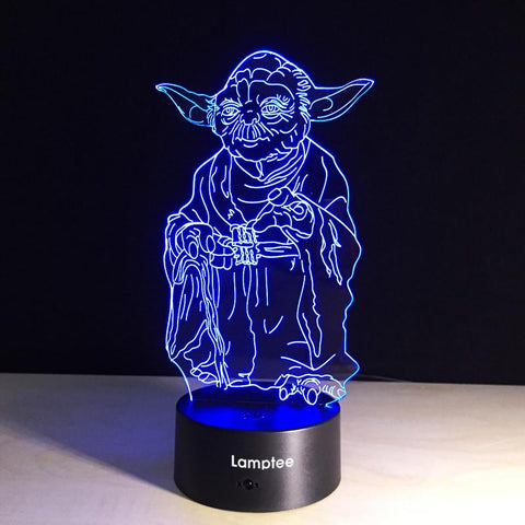 Image of Anime Star Wars Master Yoda 3D Illusion Night Light Lamp 3DL093