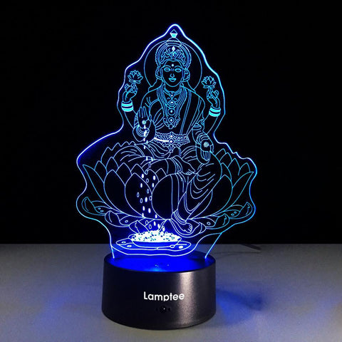 Image of Art Religious Belief Guanyin Bodhisattva 3D Illusion Lamp Night Light 3DL096