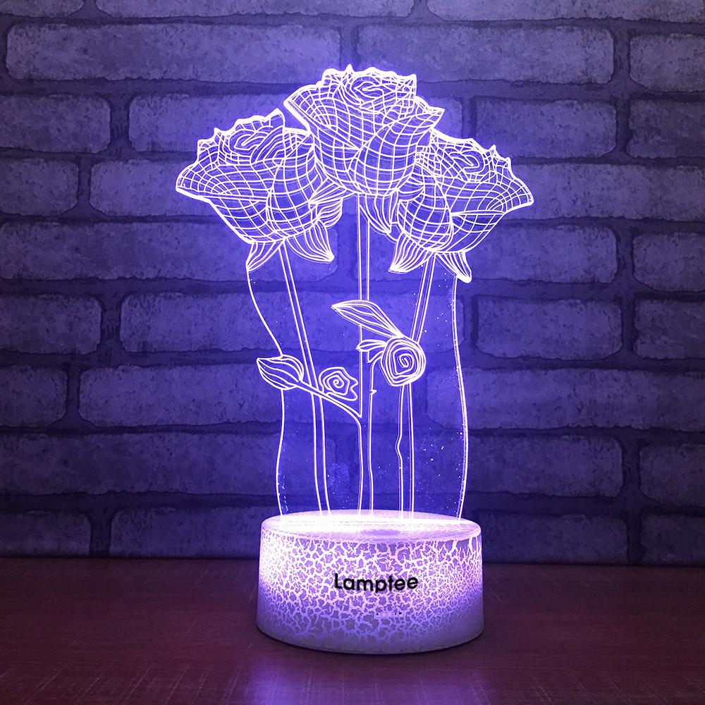 Crack Lighting Base Other Rosa 3D Illusion Lamp Night Light 3DL970