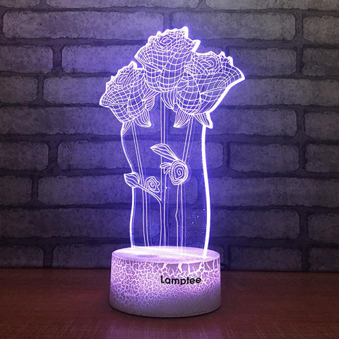 Image of Crack Lighting Base Other Rosa 3D Illusion Lamp Night Light 3DL970