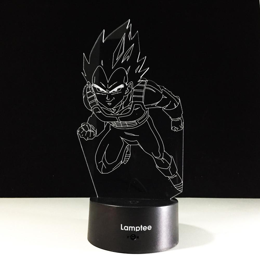 Anime Dragon Ball Saiyan Vegeta 3D Illusion Lamp Night Light 3DL099