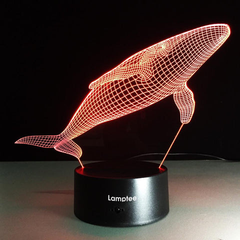 Image of Animal Underwater World Fish Whale 3D Illusion Lamp Night Light 3DL208