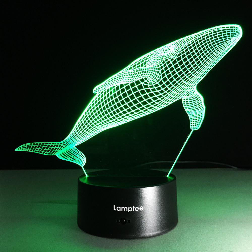 Animal Underwater World Fish Whale 3D Illusion Lamp Night Light 3DL208