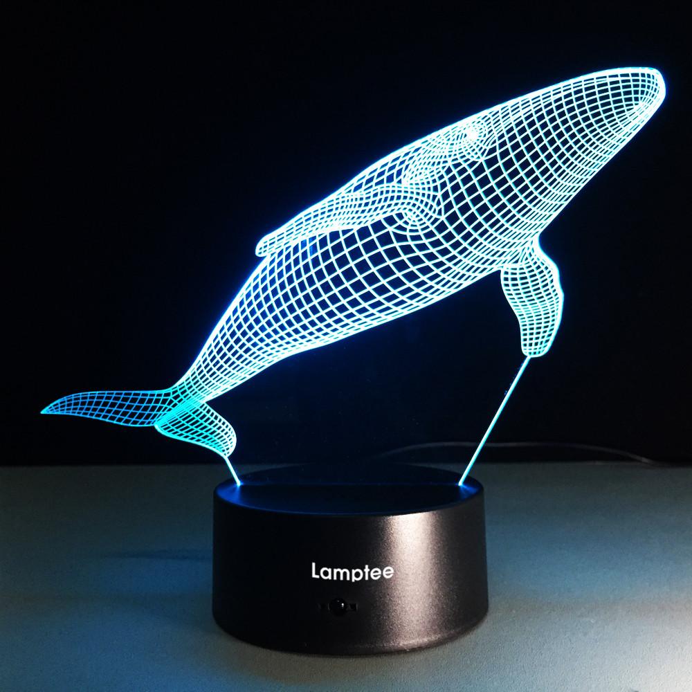 Animal Underwater World Fish Whale 3D Illusion Lamp Night Light 3DL208