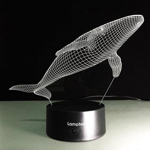 Image of Animal Underwater World Fish Whale 3D Illusion Lamp Night Light 3DL208