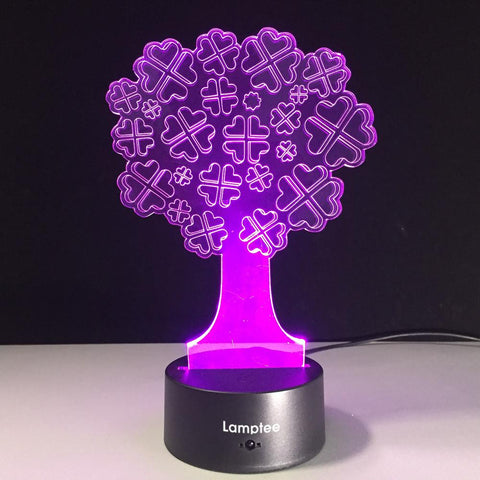 Image of Festival Valentine Day Love Heart Shape Tree 3D Illusion Lamp Night Light 3DL067