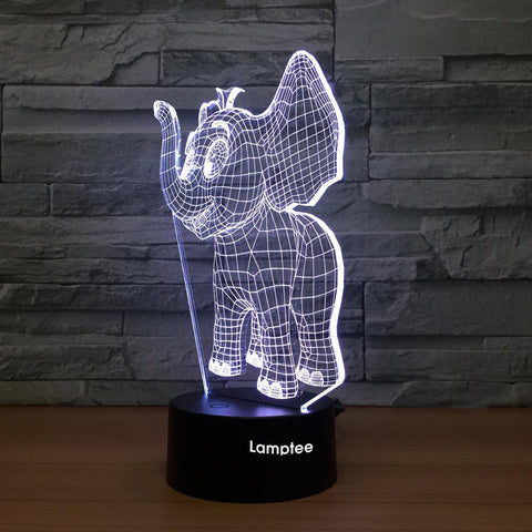 Image of Animal Baby Elephant 3D Illusion Lamp Night Light 3DL1374
