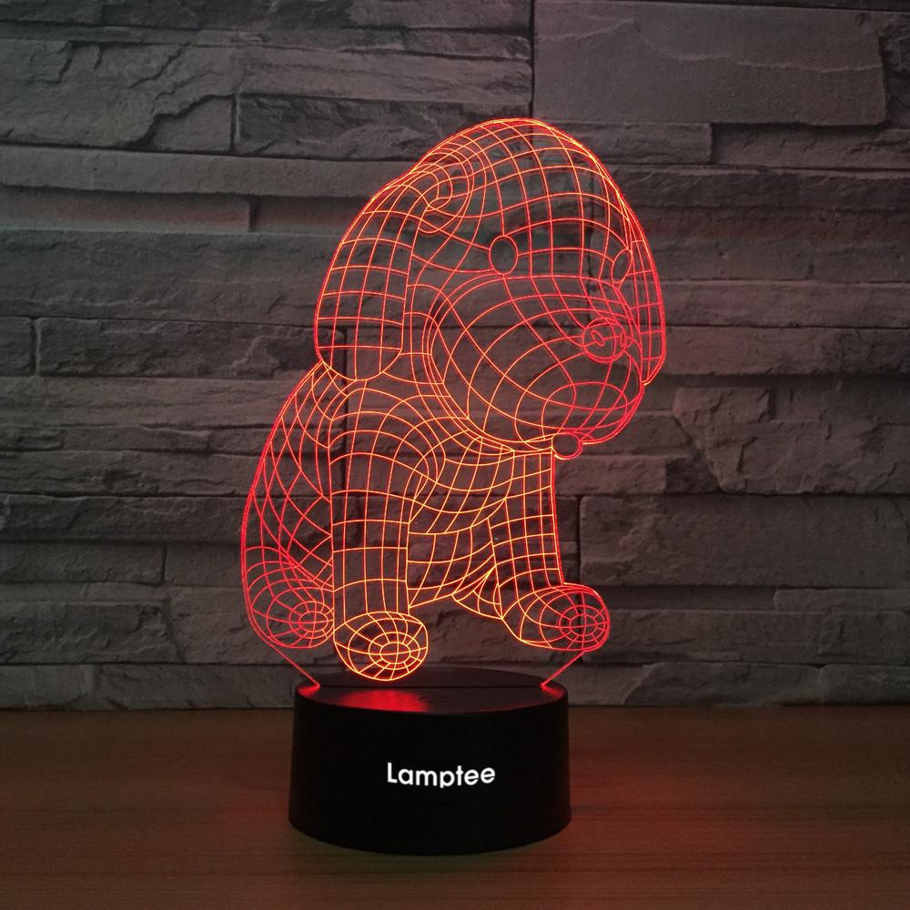 Animal Cute Fat Puppy Shaped 3D Illusion Night Light Lamp 3DL1272