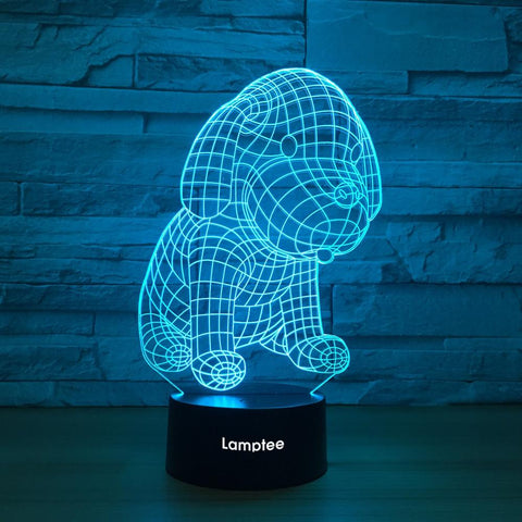 Image of Animal Cute Fat Puppy Shaped 3D Illusion Night Light Lamp 3DL1272