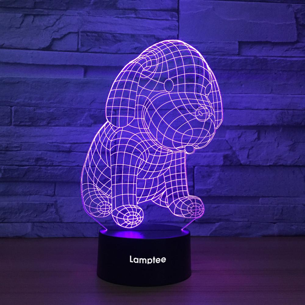 Animal Cute Fat Puppy Shaped 3D Illusion Night Light Lamp 3DL1272