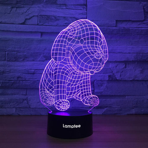 Image of Animal Cute Fat Puppy Shaped 3D Illusion Night Light Lamp 3DL1272