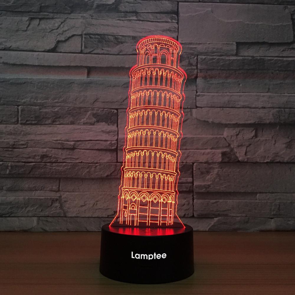Building Leaning Tower Of Pisa 3D Illusion Lamp Night Light 3DL1261