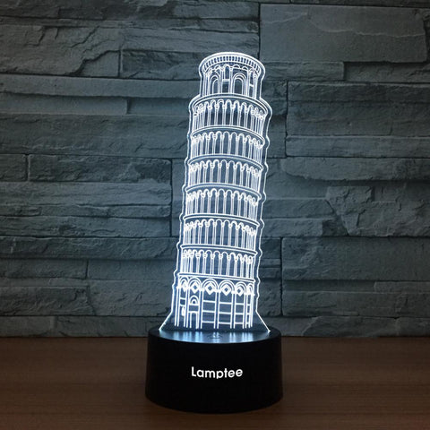 Image of Building Leaning Tower Of Pisa 3D Illusion Lamp Night Light 3DL1261