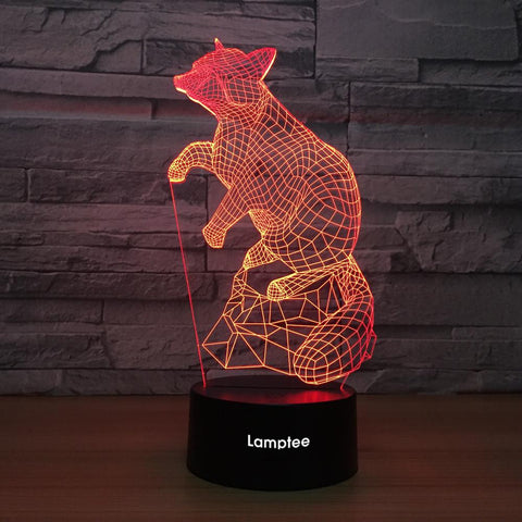 Image of Animal Squirrel 3D Illusion Lamp Night Light 3DL1275