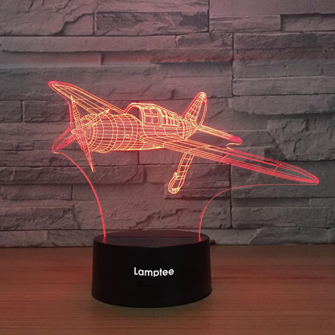 Image of Traffic War Plane Fighter-Aircraft 3D Illusion Lamp Night Light 3DL1262