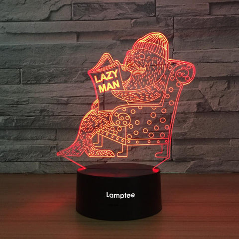 Image of Animal Cute Lazy Man 3D Illusion Night Light Lamp 3DL1415