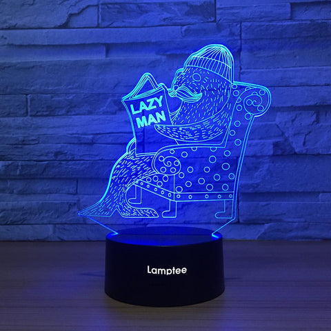 Image of Animal Cute Lazy Man 3D Illusion Night Light Lamp 3DL1415