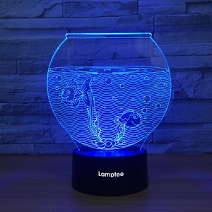 Animal Fish Tank 3D Illusion Lamp Night Light 3DL1322
