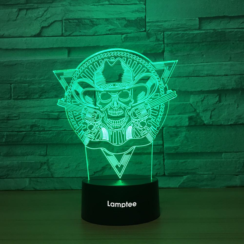 Other Skull With Cap 3D Illusion Lamp Night Light 3DL1311