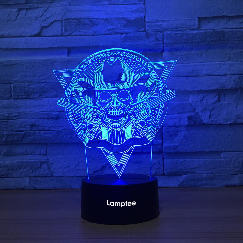 Other Skull With Cap 3D Illusion Lamp Night Light 3DL1311