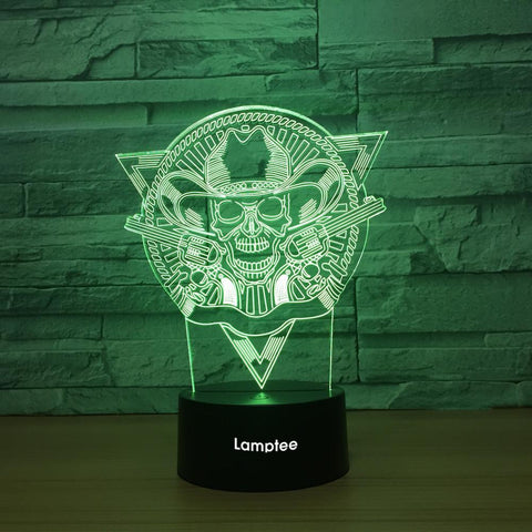 Image of Other Skull With Cap 3D Illusion Lamp Night Light 3DL1311