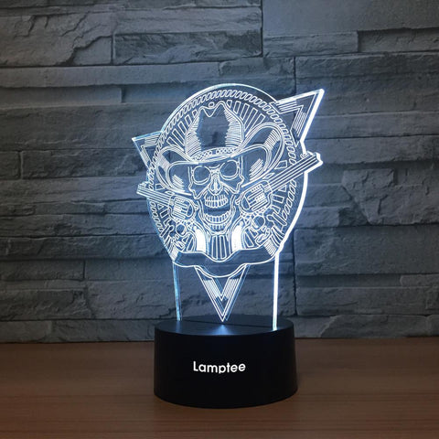 Art Skull With Cap 3D Illusion Lamp Night Light 3DL1311