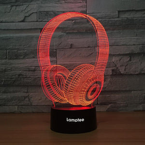 Instrument Music Earphone 3D Illusion Lamp Night Light 3DL1324