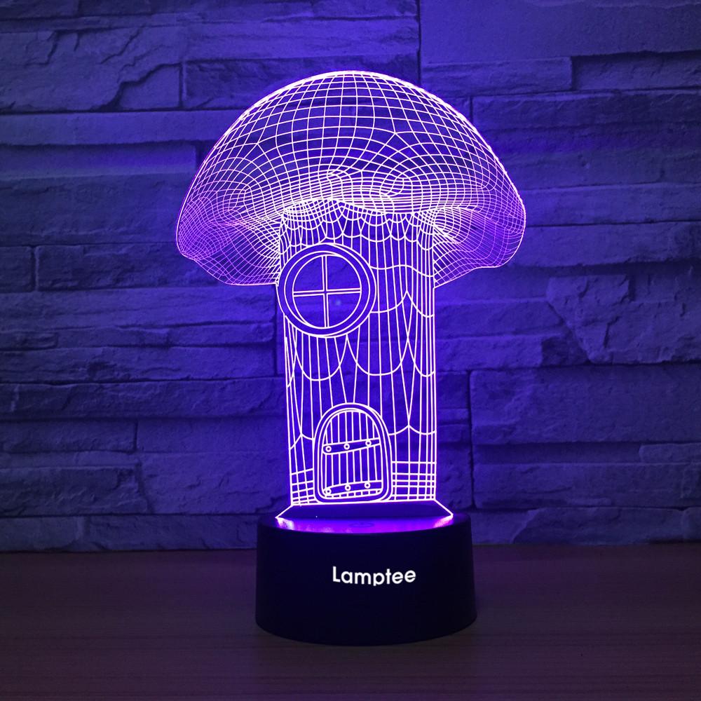Art Mushroom House 3D Illusion Lamp Night Light 3DL1318