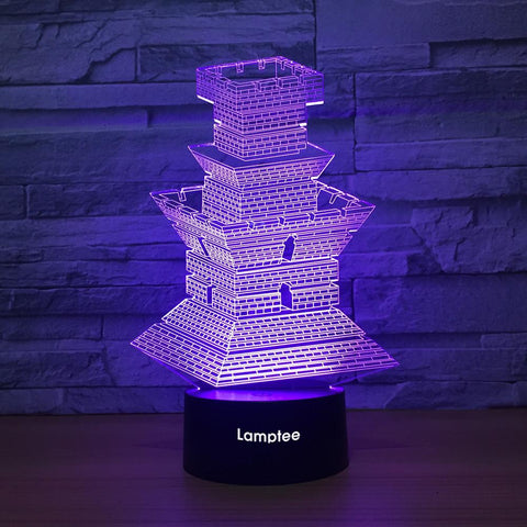 Image of Building Oriental Tower 3D Illusion Lamp Night Light 3DL1281