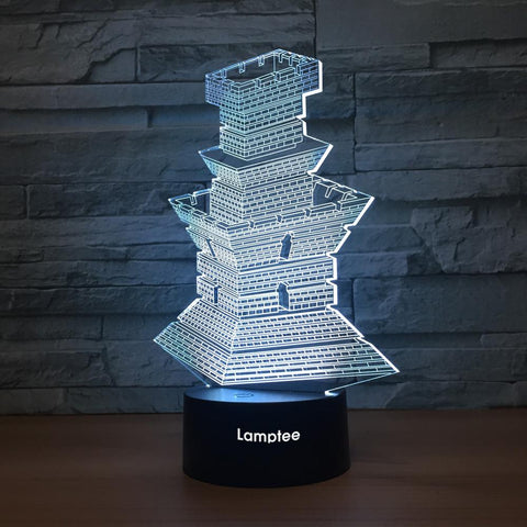 Image of Building Oriental Tower 3D Illusion Lamp Night Light 3DL1281