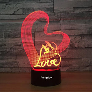 Festival Romantic Love Heart 3D Illusion Lamp Night Light 3DL1307