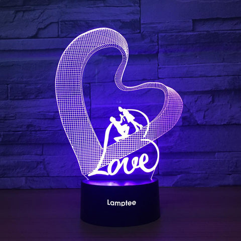 Image of Festival Romantic Love Heart 3D Illusion Lamp Night Light 3DL1307