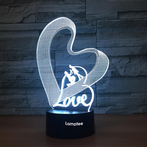 Image of Festival Romantic Love Heart 3D Illusion Lamp Night Light 3DL1307