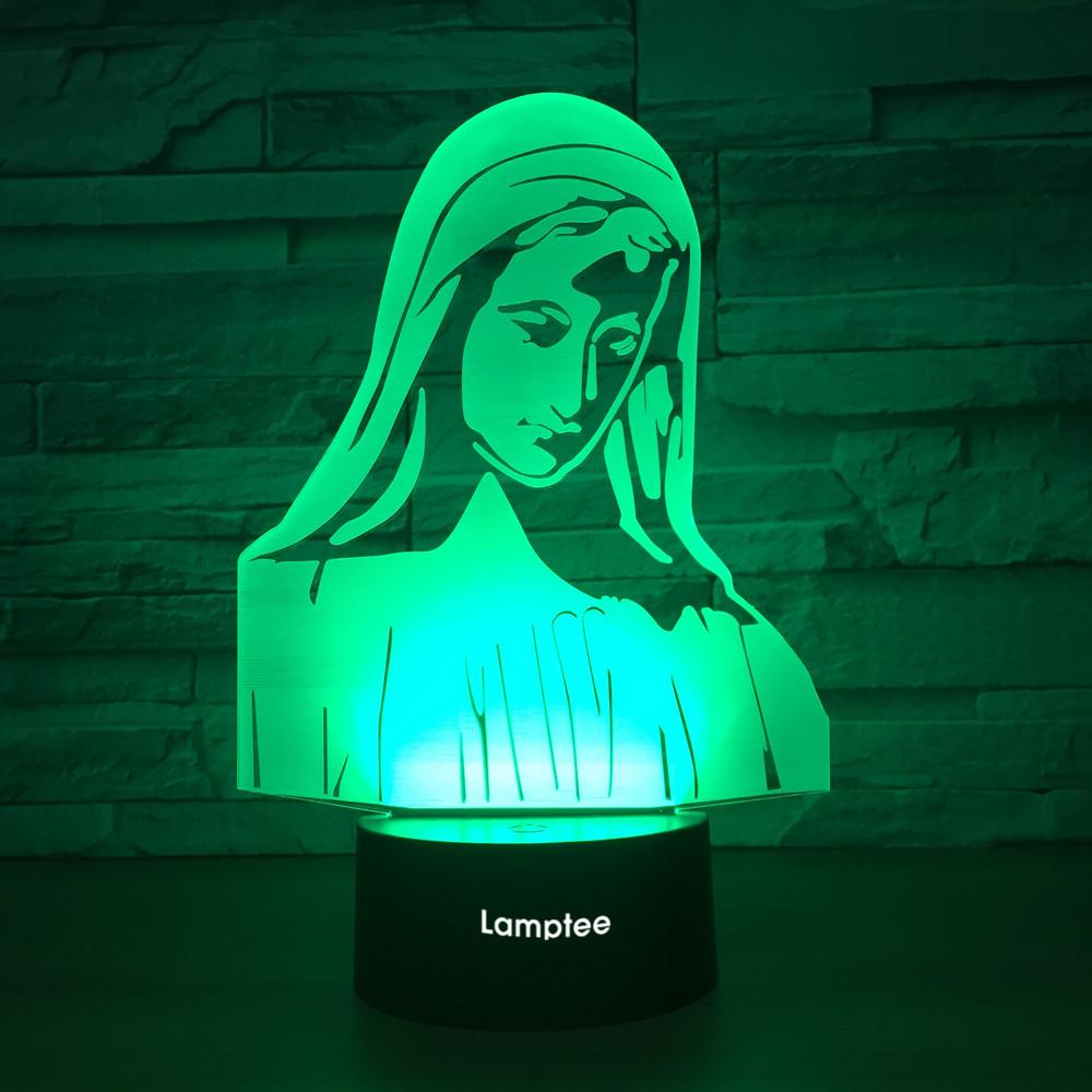 Art New Virgin Mary 3D Illusion Lamp Night Light 3DL1301