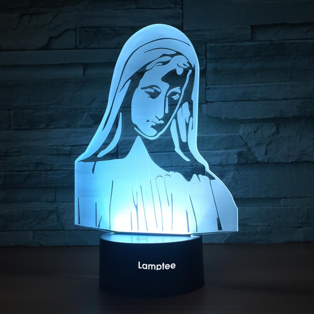 Art New Virgin Mary 3D Illusion Lamp Night Light 3DL1301