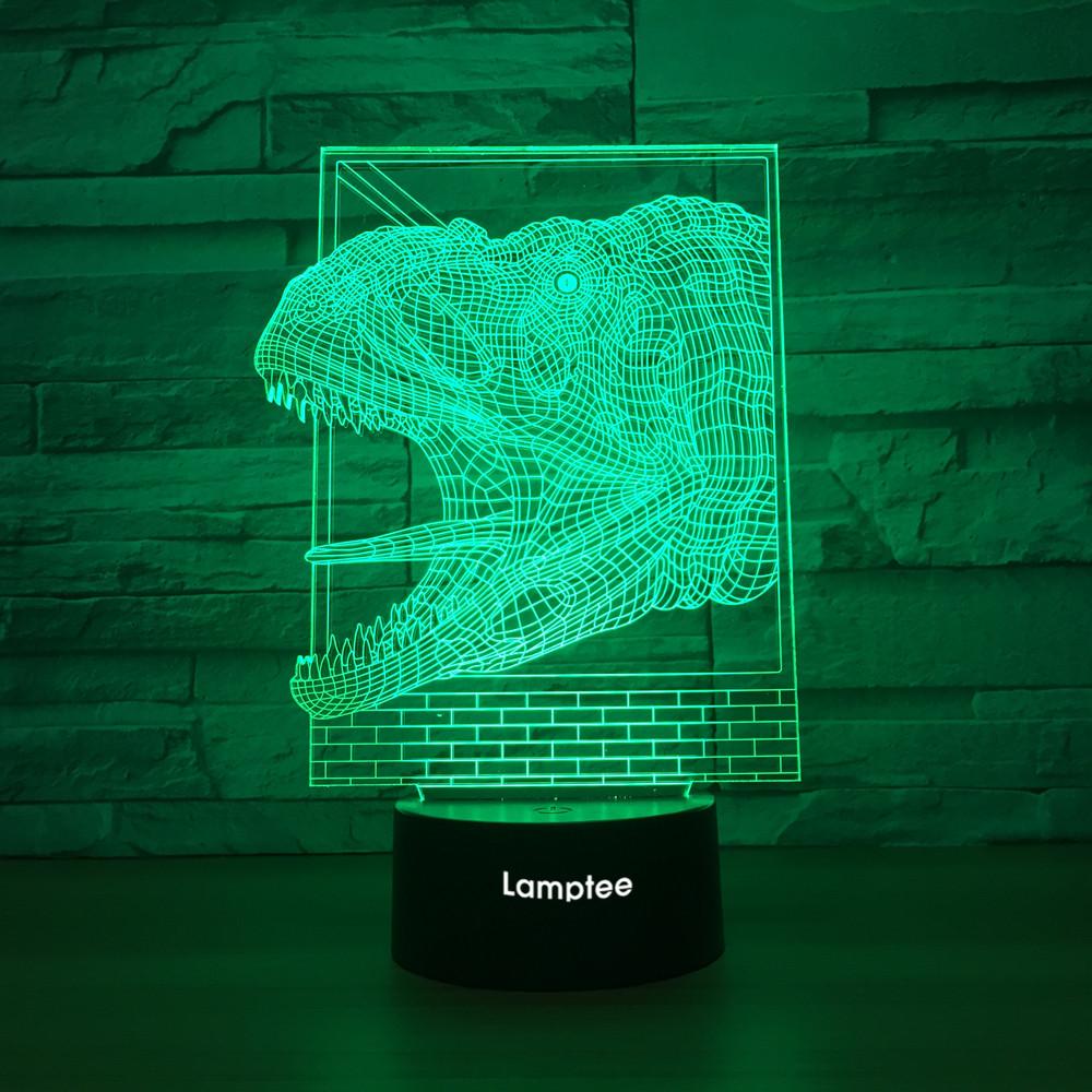 Animal Dinosaur Head Figure 3D Illusion Lamp Night Light 3DL1329