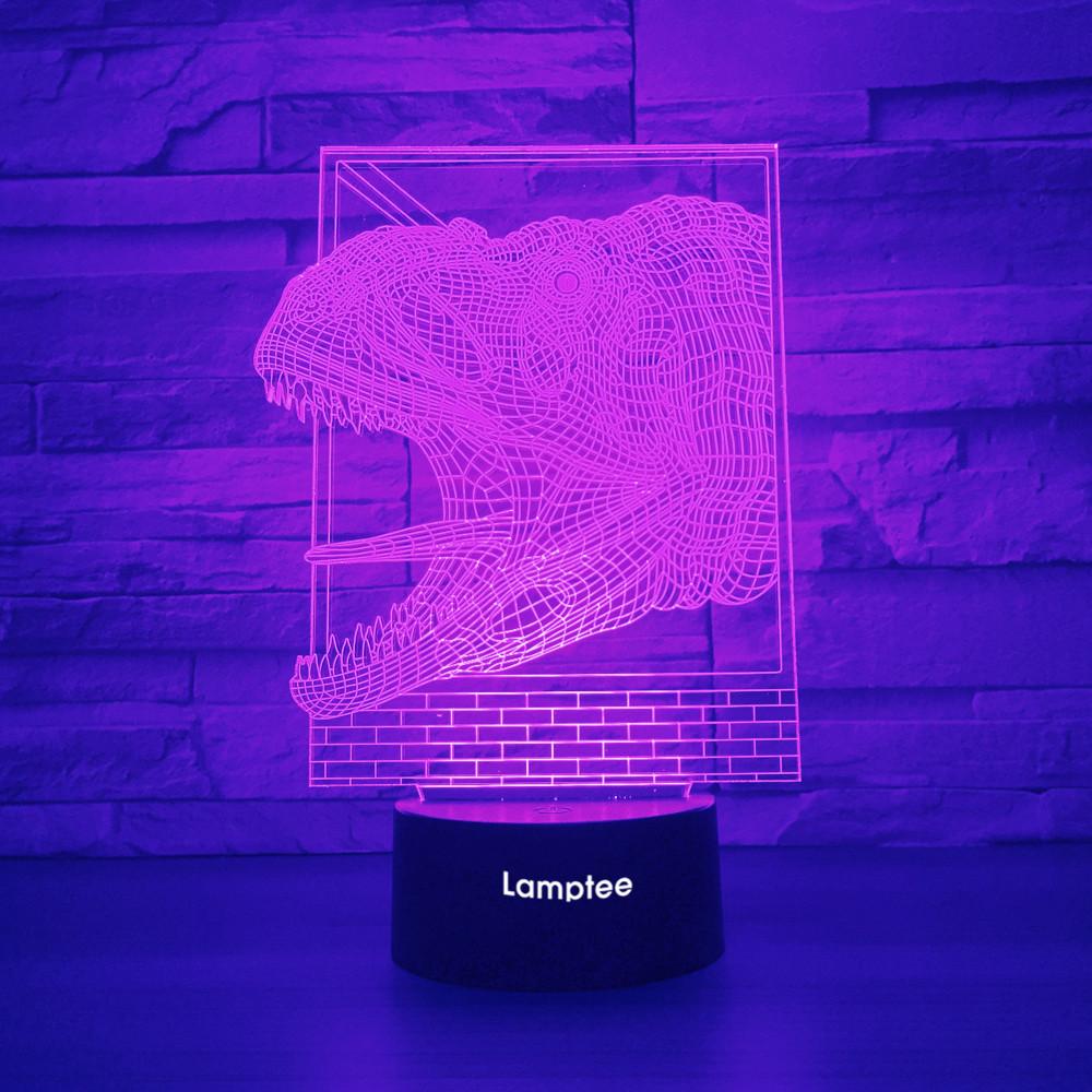 Animal Dinosaur Head Figure 3D Illusion Lamp Night Light 3DL1329