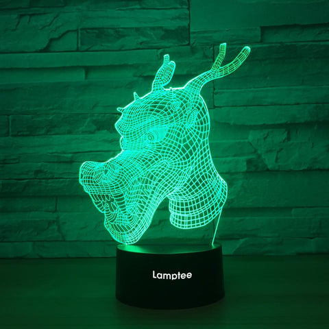 Image of Animal Dargon Head 3D Illusion Lamp Night Light 3DL1280