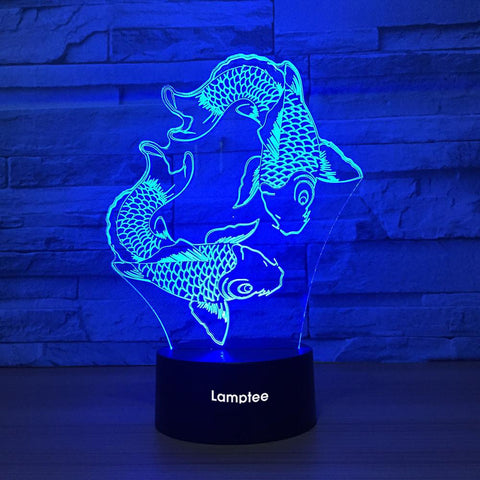 Image of Animal Fish Playing 3D Illusion Lamp Night Light 3DL1409
