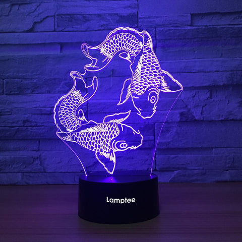 Image of Animal Fish Playing 3D Illusion Lamp Night Light 3DL1409