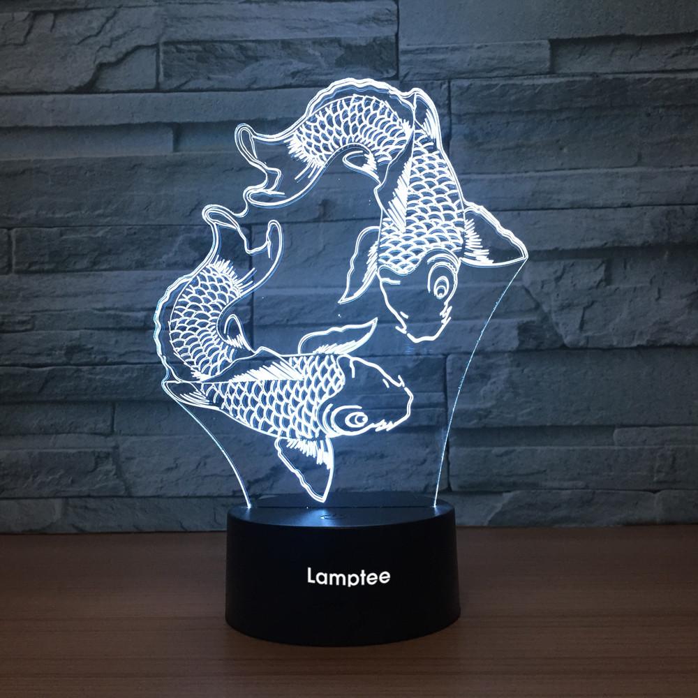 Animal Fish Playing 3D Illusion Lamp Night Light 3DL1409