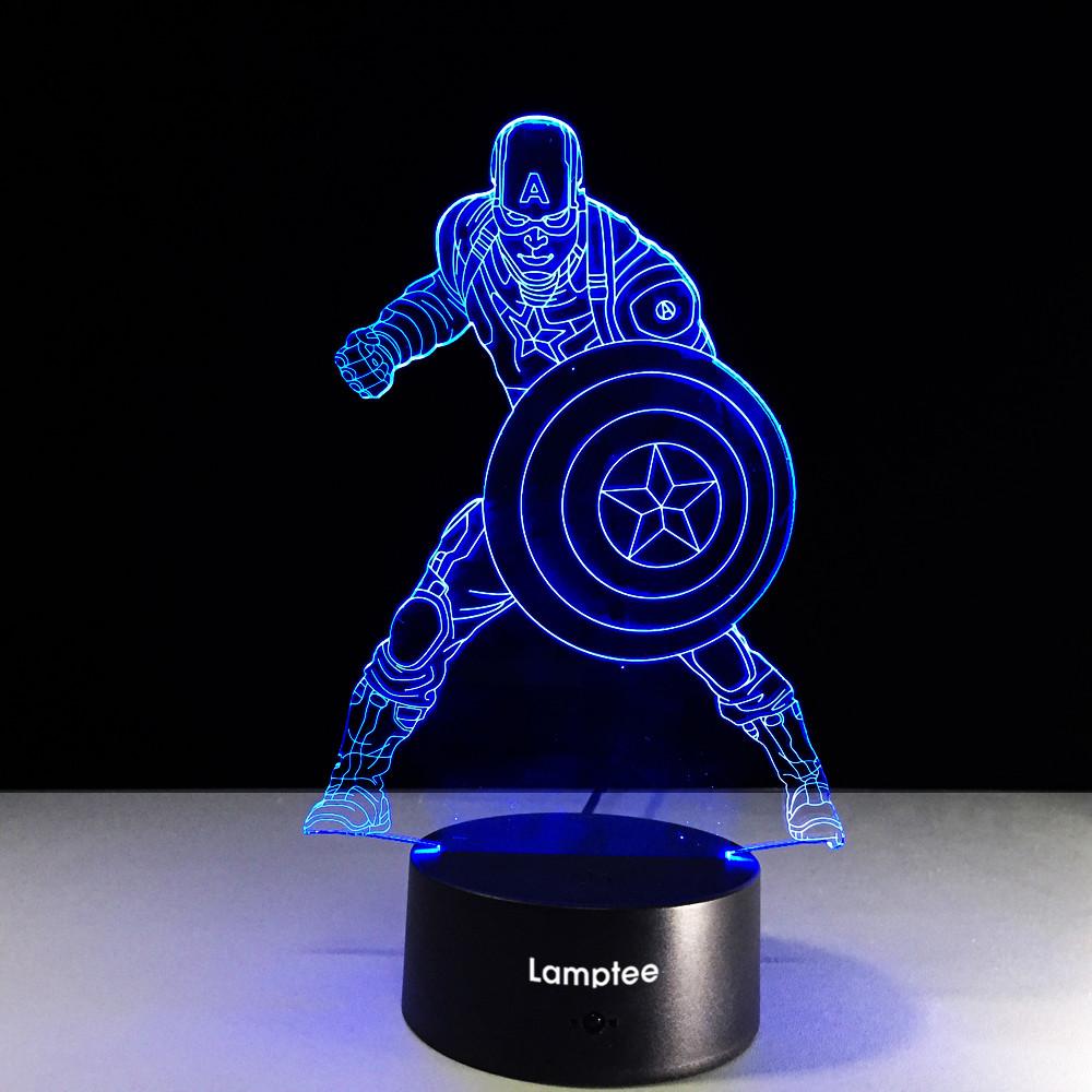 Anime Marvel Civil War Captain America 3D Illusion Lamp Night Light 3DL360